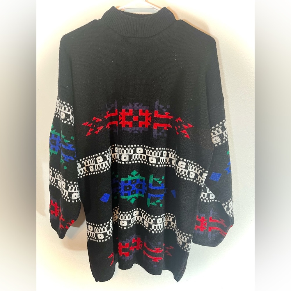 1980's American Pride Womens Totally 80s Ski Style Sweater size L black